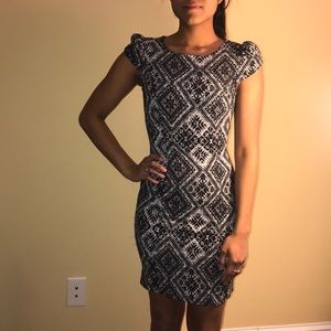 Abstract business mid length dress